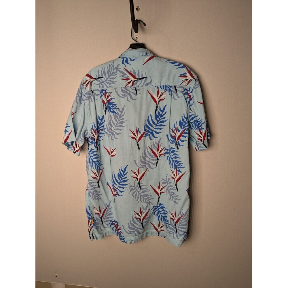 Quicksilver Waterman Short Sleeve Button‎ Up Blue Hawaiian Shirt Men Large Surf - Picture 2 of 3